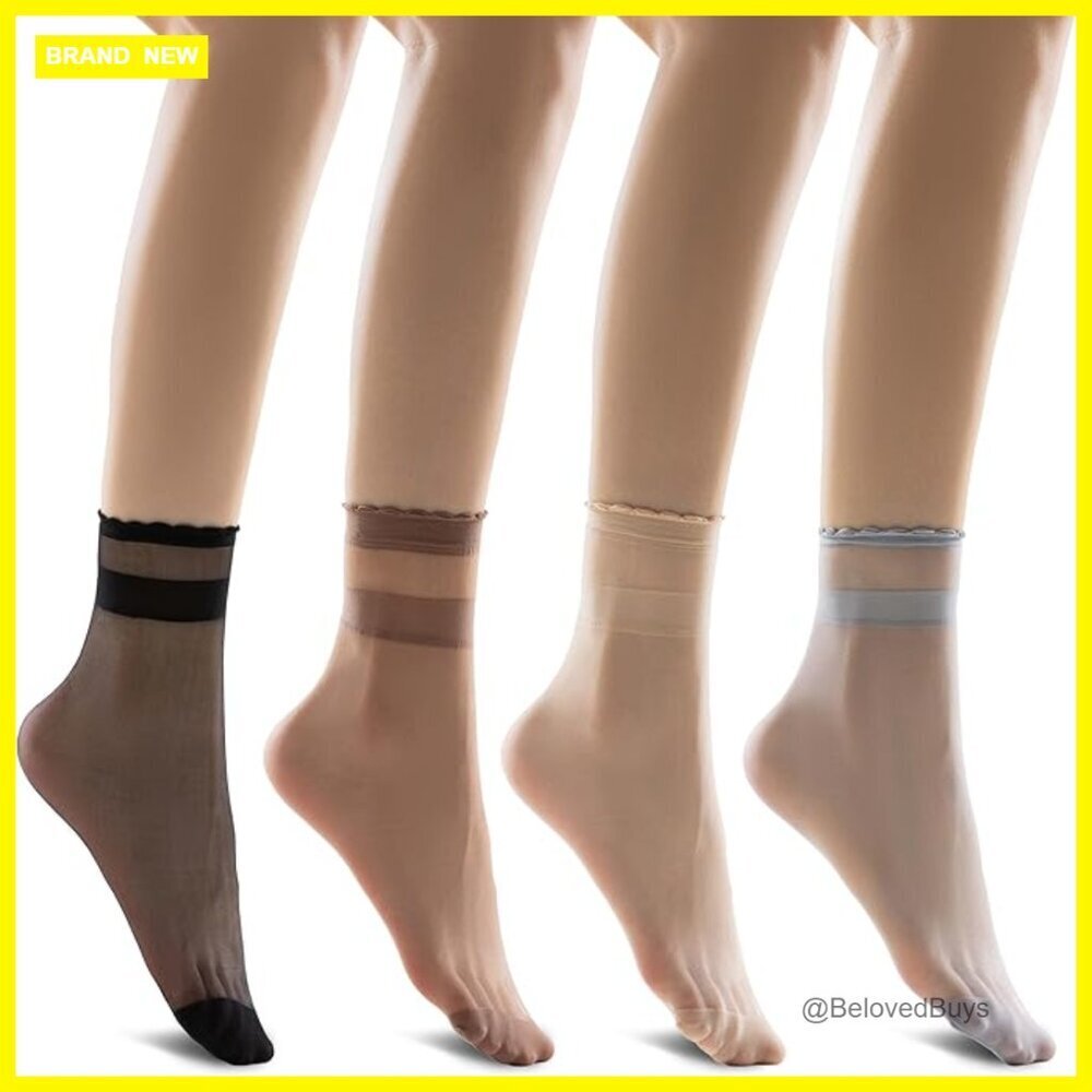 Women's Sheer Ruffle Ankle Socks Ultra Thin Nylon Spandex Size 5-9